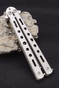 Gri Katlanabilir Paslanmaz Çelik Kelebek Bıçak Tasarımlı Tarak