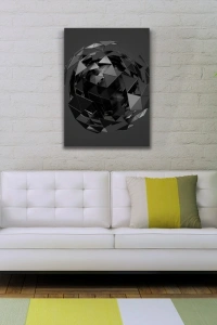 Gri Tonlarda Aynalı Küre Kanvas Tablo 50 x 70
