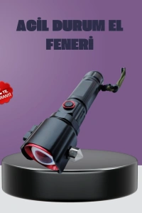 Güçlü Işıklı El Feneri Acil Durum Çekiç ve Pusula