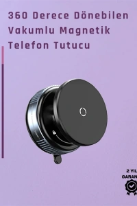 Güçlü Manyetik Tutuşlu 360° Döner Araç Telefon Tutucu – Vakumlu Montajlı