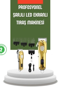 Güçlü Motorlu LCD Ekranlı Şarjlı Tıraş ve Şekillendirme Makinesi
