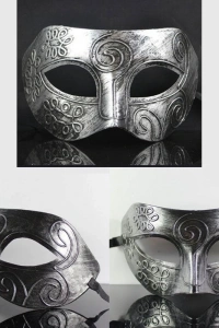 Gümüş Eskitme Yüz Maskesi - Antik Tarz Balo Maskesi