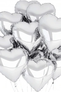 Gümüş Kalp Şekilli Uçan Balon Folyo 10 Adet