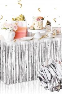 Gümüş Metalize Masa Eteği 275x75 cm – Kendinden Yapışkanlı