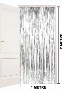 Gümüş Metalize Saçaklı Fon Perde