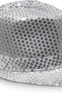 Gümüş Payetli Fötr Şapka Yetişkin Boy