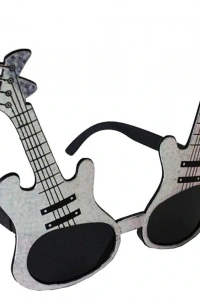 Gümüş Renk Gitar Şekilli Parti Gözlüğü