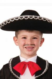 Gümüş Renk Şeritli Mariachi Latin Şapkası - Çocuk Boy