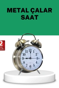 Gümüş Renkli Sessiz Işıklı Dekoratif Masa Üstü Çalar Saat Alarmlı