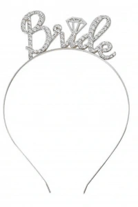 Gümüş Renkli Taşlı “Bride” Gelin Tacı