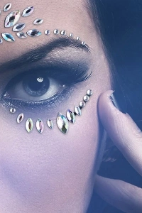 Gümüş Taşlı Makyaj Yüz Süsü