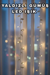 Gümüş Yaprak Tasarımlı LED Işık Pilli Ev ve Vitrin Dekoru