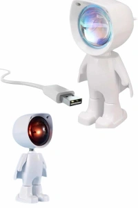 Gün Batımı Lambası Işık Arka Plan Projektör Sevimli Astronot Enerji Tasarruflu