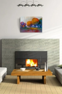 Günbatımı Sazlıklar ve Ağaçlar Yağlıboya Kanvas Tablo 50 x 70