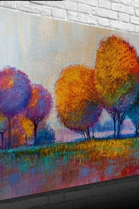 Günbatımı Sazlıklar ve Ağaçlar Yağlıboya Kanvas Tablo 50 x 70