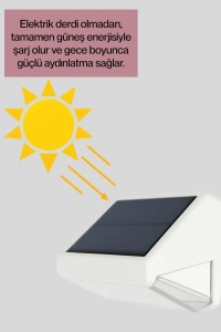 Güneş Enerjili 3 Modlu Duvar Apliği – Bahçe ve Garaj Aydınlatması