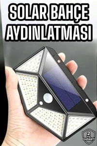Güneş Enerjili Bahçe Aydınlatma Lambası Solar 100 Led Lamba