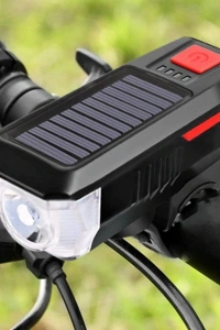 Güneş Enerjili Bisiklet Işıklı Korna