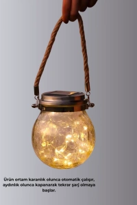 Güneş Enerjili Cam Sarkıt Bahçe Balkon Teras Aydınlatma 30 LED