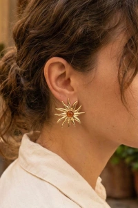 Güneş Model Gold Renk Pirinç Kadın Küpe