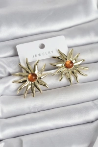 Güneş Model Gold Renk Pirinç Kadın Küpe