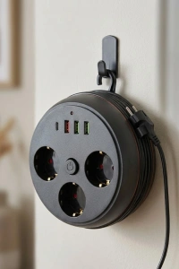 Güvenli Çoklu Priz 3 Priz 3 USB 1 Type C Termal Koruma Uzun Kablo