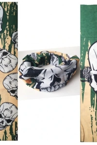 Haki Kuru Kafa Baskılı Buff Bandana 25x48 cm