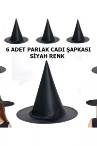 Halloween Cadı Şapkası Yetişkin ve Çocuk Uyumlu 6 Adet