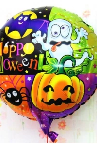 Halloween Örümcekli Kabaklı Folyo Balon 18 inç