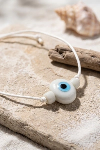 Handmade Bohem Beyaz Nazar Kolye