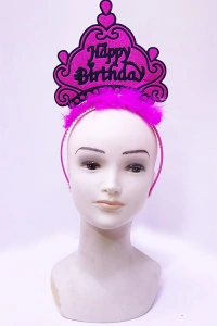 Happy Birthday Neon Fuşya Taç