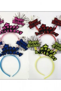 Happy Birthday Neon Renk Doğum Günü Tacı 12 Adet