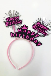 Happy Birthday Neon Renk Doğum Günü Tacı 12 Adet