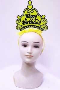 Happy Birthday Neon Sarı Taç