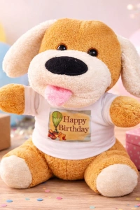 Happy Birthday Tişörtlü Peluş Köpek