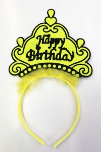 Happy Birthday Yazılı Neon Renk Taç 12 Adet