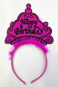 Happy Birthday Yazılı Neon Renk Taç 12 Adet