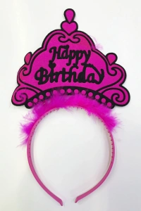 Happy Birthday Yazılı Neon Renk Taç 12 Adet