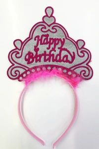 Happy Birthday Yazılı Neon Renk Taç 12 Adet