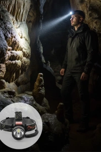 Hareket Sensörlü Şarj Edilebilir Kafa Lambası LCD Göstergeli