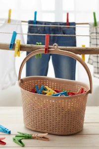 Hasır Görünümlü Mandal Sepeti