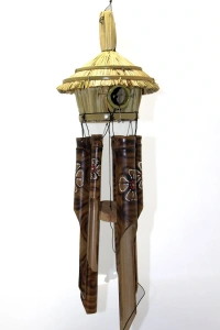 Hasır Kuş Yuvalı Bambu Çan 50 cm