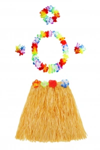 Hawaii Kolye Etek Taç ve Bileklik Seti Turuncu