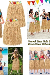 Hawaii Tarzı Hula Eteği – 60 cm Hasır Natural Etek