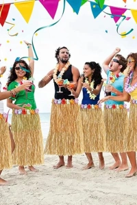 Hawaii Tarzı Hula Eteği – 60 cm Hasır Natural Etek