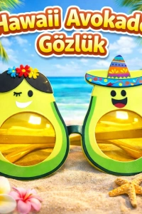 Hawaii Temalı Avokado Gözlük