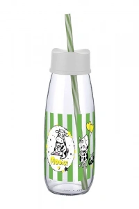 Hayvan Figürlü Pipetli Su Ve Süt Şişesi Cam 500 ML