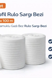 Hidrofil Rulo Sargı Bezi 10 cm x 100 m 3 Adet Pamuklu Gazlı Bez Rulo Sargı Bezi