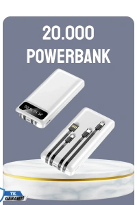Hızlı Şarj Destekli 20.000mAh Powerbank USB Type-C Lightning LCD