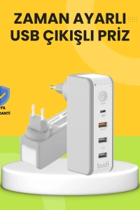 Hızlı Şarj Destekli Zaman Ayarlı USB Şarj Adaptörü